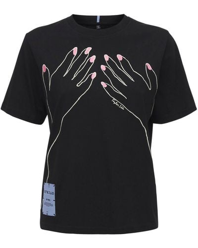 McQ Camiseta De Jersey De Algodón Estampada - Negro
