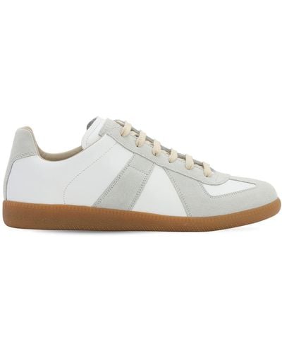 Maison Margiela Sneakers basses en cuir et daim replica - Blanc