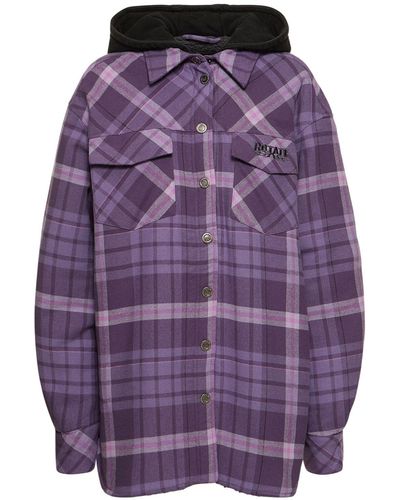ROTATE BIRGER CHRISTENSEN Jissa Oversize Flannel Shirt W/hood - Purple