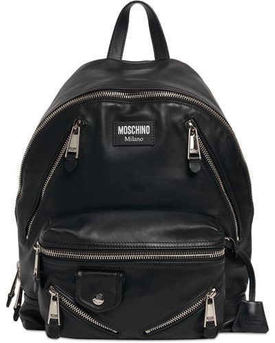 Moschino Leather Biker Backpack - Black