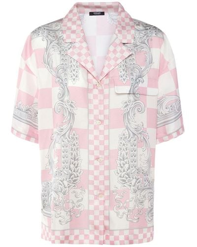 Versace Kurzärmeliges Hemd Aus Seidentwill - Pink