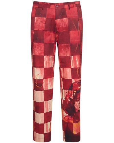 Kidsuper Pantalones de algodón - Rojo