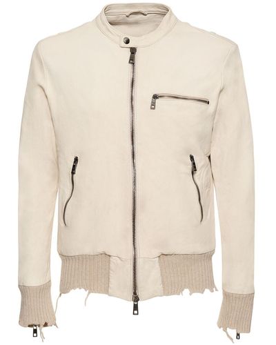 Giorgio Brato Leather Bomber Jacket - Natural