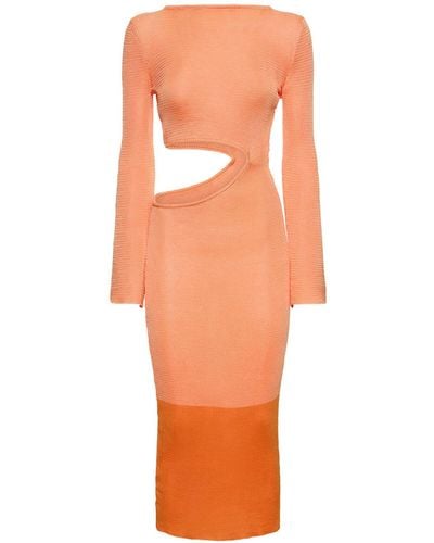 Baobab Betsy Long Dress W/Asymmetric Cut Out - Orange