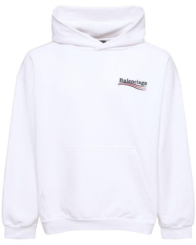 Balenciaga Political Logo Cotton Sweatshirt Hoodie - White