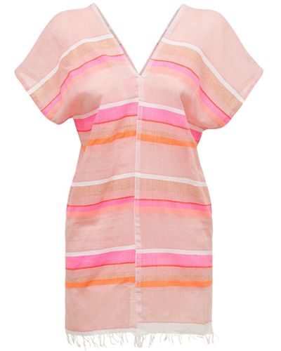 lemlem Jikirrti Split Tunic Cotton Mini Dress - Pink