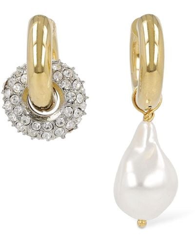 Timeless Pearly Boucles d'oreilles perle et disque en cristaux - Métallisé