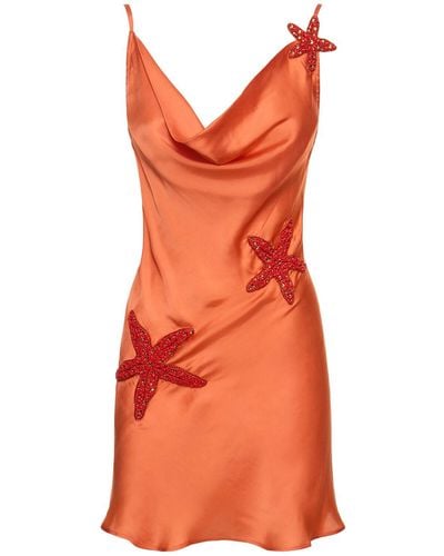 Leslie Amon Galli Embellished Mini Dress - Orange