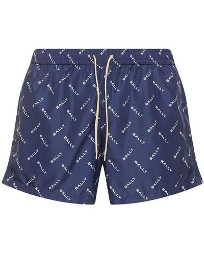 Bally Shorts mare in nylon con logo - Blu