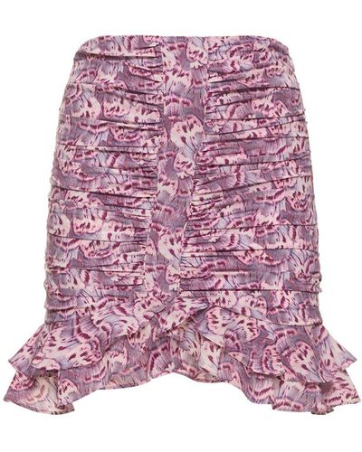 Isabel Marant Milendi Printed Stretch Silk Mini Skirt - Pink