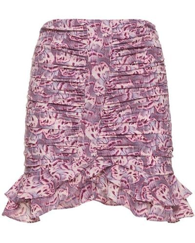 Isabel Marant Milendi Printed Stretch Silk Mini Skirt - Pink