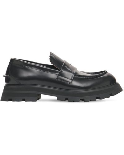 Alexander McQueen Brushed Leather Loafers - Gray