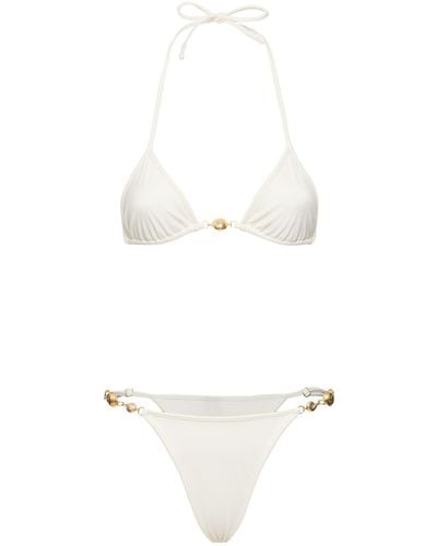 Reina Olga Splash Triangle Bikini Set - White