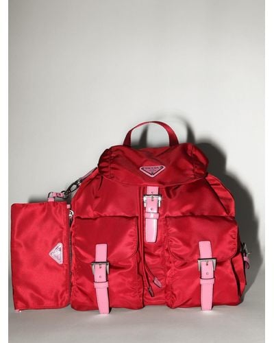 Prada Lvr Exclusive Nylon Canvas Backpack - Red