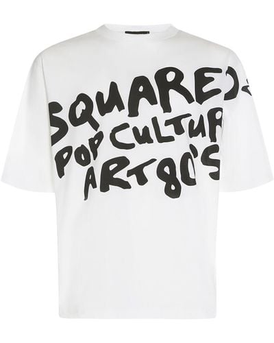 DSquared² T-shirt Aus Baumwolle Mit Print "d2 Pop 80's" - Weiß