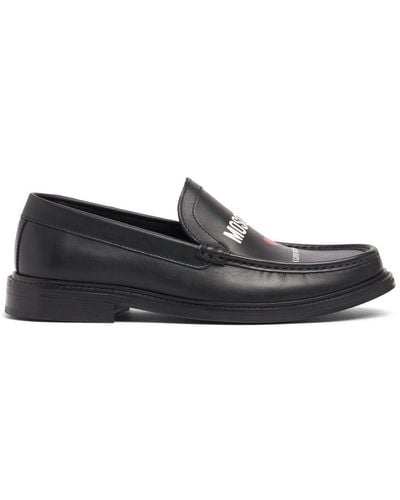 Moschino In Love We Trust Leather Loafers - Black
