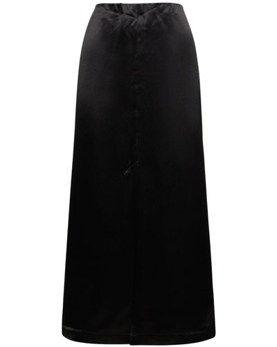 Loulou Studio Lys Silk Blend Midi Skirt - Black