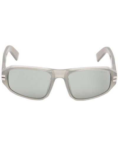 Zegna Eckige Sonnenbrille Mit Kristallen - Grau