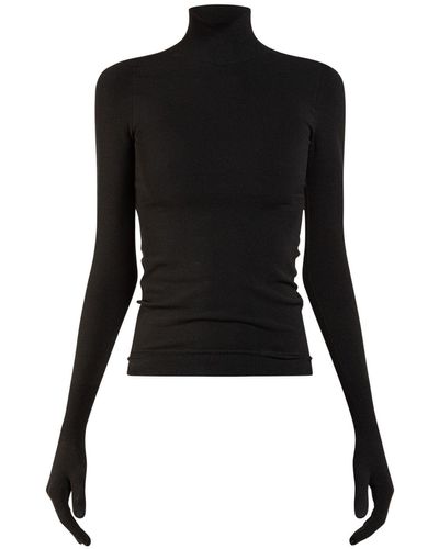 Balenciaga Nylon Blend Sweater W/ Gloves - Black