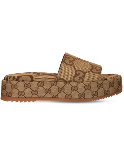 Gucci 55Mm Angelina Gg Canvas Slide Sandals - Brown