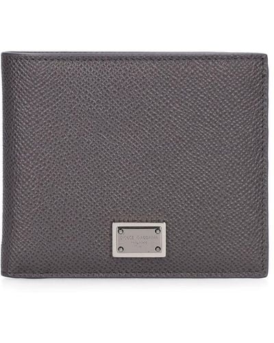 Dolce & Gabbana Logo Plaque Leather Wallet - Gray