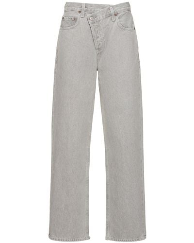 Agolde Criss Cross Wide High Rise Jeans - Grey