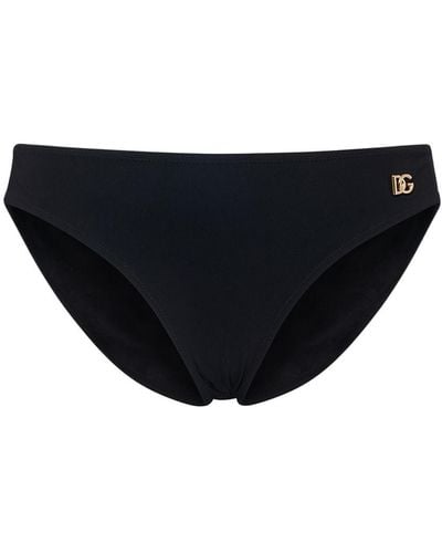 Dolce & Gabbana Bas de bikini en lycra à logo - Noir