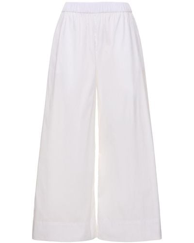 Max Mara Esperia Cotton Blend Poplin Trousers - White