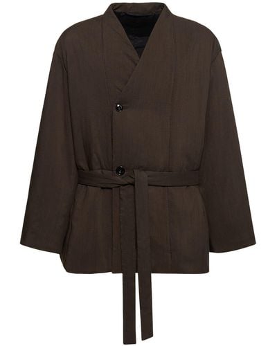 Lemaire Wadded Wool Kimono Jacket - Black