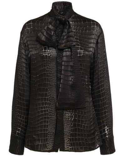 Versace Crocodile デボレシャツ - ブラック