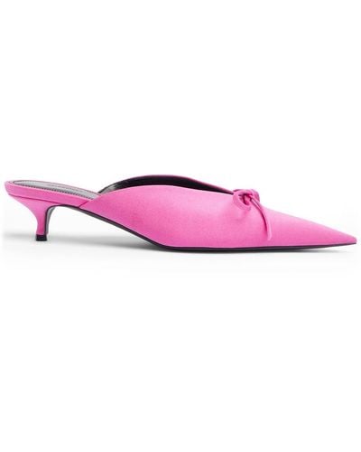 Balenciaga 40mm Hohe Mule Aus Nylonmischung "knife Bow" - Pink