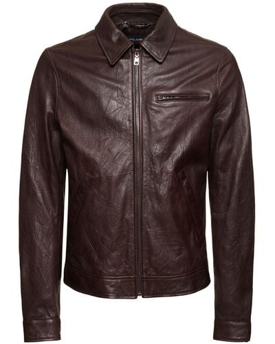 Dolce & Gabbana Smooth Leather Zipped Jacket - Brown