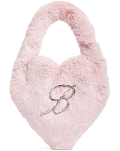Blumarine Faux Fur Heart Top Handle Bag - Pink