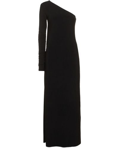 Sportmax Cartone One-sleeve Jersey Long Dress - Black