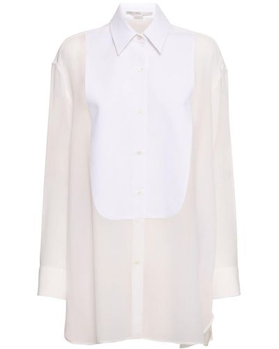 Stella McCartney Silk Chiffon Tuxedo Shirt - White
