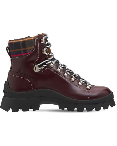 DSquared² Brushed Leather Tank Hiking Boots - Brown
