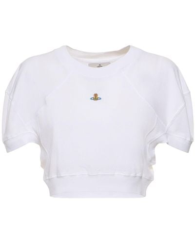 Vivienne Westwood T-shirt cropped in cotone con logo - Bianco