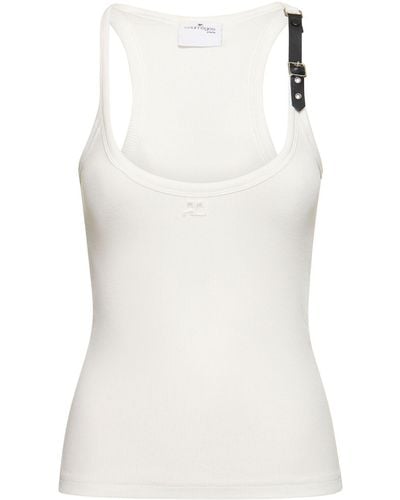 Courreges Holistic Buckle 90'S Rib Tank Top - White
