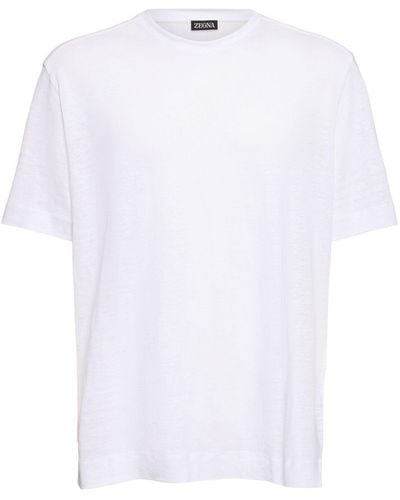 Zegna T-shirt Aus Leinenjersey - Weiß
