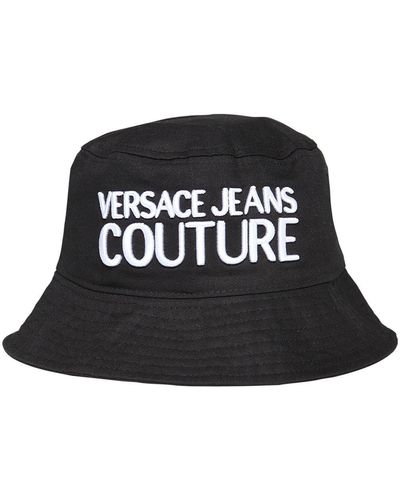 Versace Embroidered Logo Cotton Bucket Hat - Black