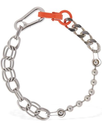Heron Preston Multichain Necklace W/ Orange Closure - Metallic