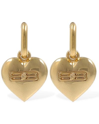 Balenciaga Bb Icon Heart Brass Earrings - Multicolor