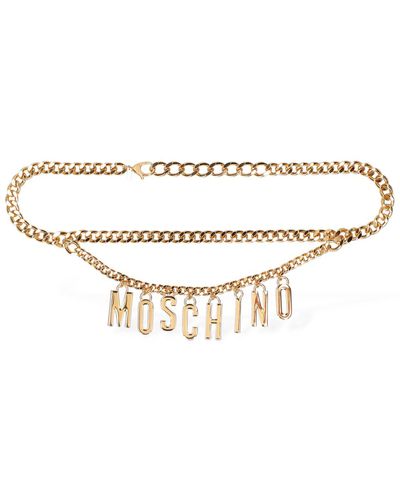 Moschino Logo Lettering Belt - Natural