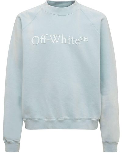 Off-White c/o Virgil Abloh Laundry Logo Cotton Crewneck Jumper - Blue