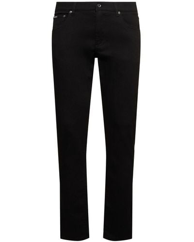 Dolce & Gabbana Five Pocket Washed Stretch Denim Jeans - Black