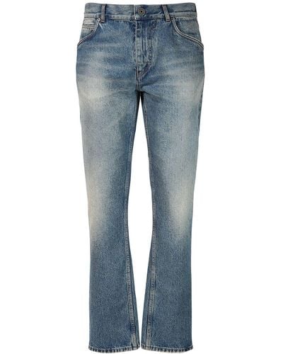 Balmain Regular Denim Cotton Jeans - Blue