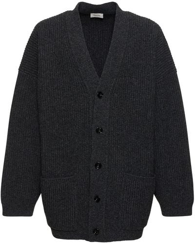 Lemaire Felted Wool Knit Cardigan - Blue