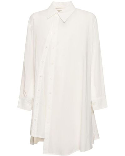 Yohji Yamamoto Cotton Voile Asymmetric Buttoned Shirt - White