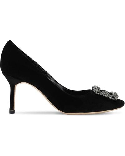 Manolo Blahnik 70Mm Hangisi Velvet Court Shoes - Black