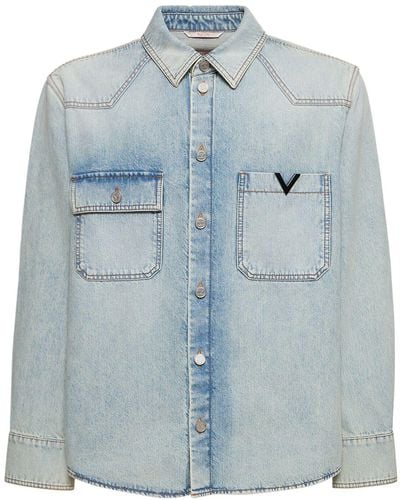 Valentino Camisa de denim de algodón - Azul